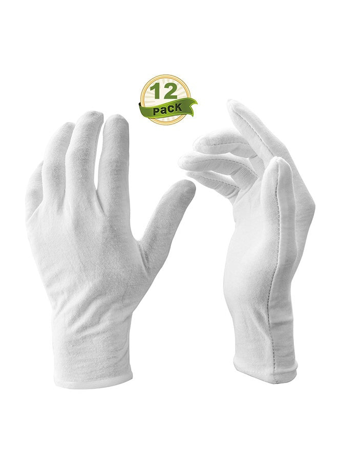 12-Piece Stretchable Lining Gloves Set White