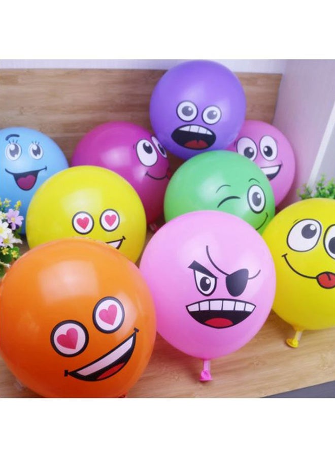 20-Piece Cute Different Emoji Smiley Printed Decorative Party Balloon Set 4x10x8cm