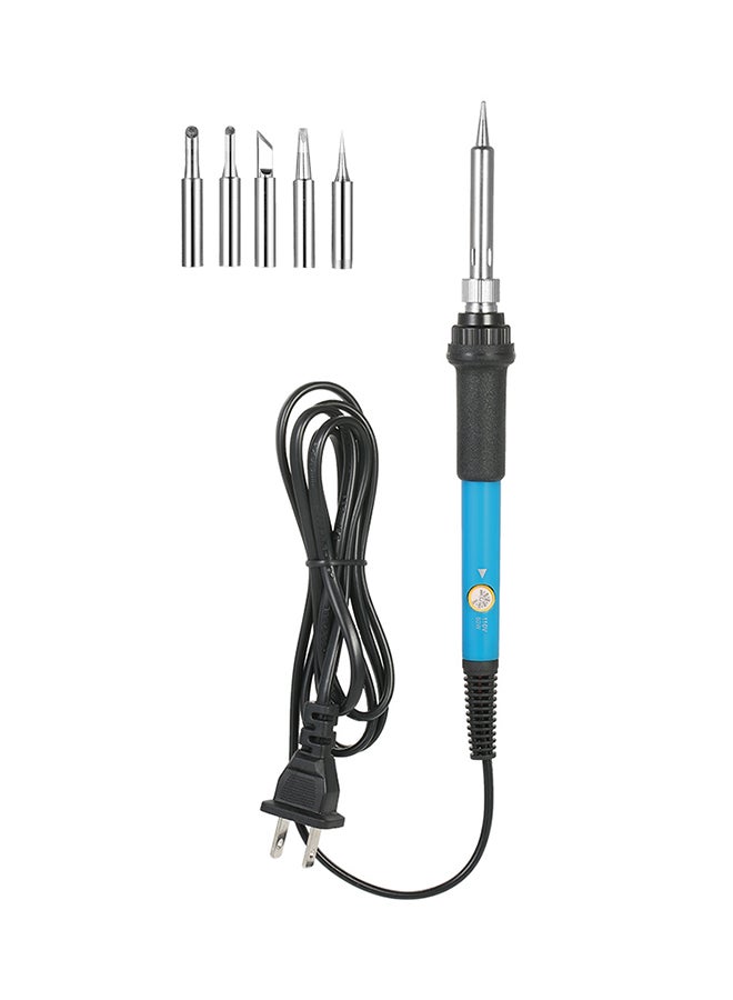 60W Electric Welding Soldering Iron + 5 Replacement Tips Set Black/Blue/silver 27 x 6 x 3.2centimeter