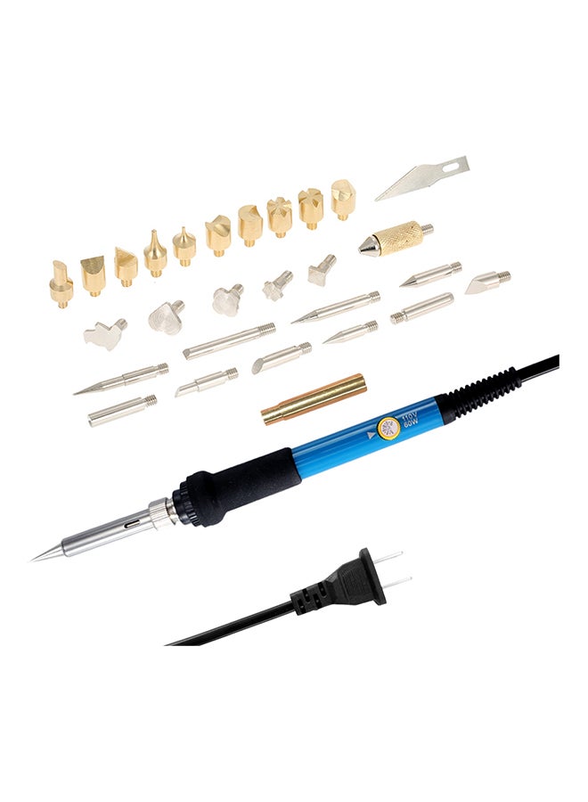 28-Piece Electric Welding Soldering Iron Kit Carving Pyrography Tool Multicolour 20.5 x 14.5 x 4centimeter