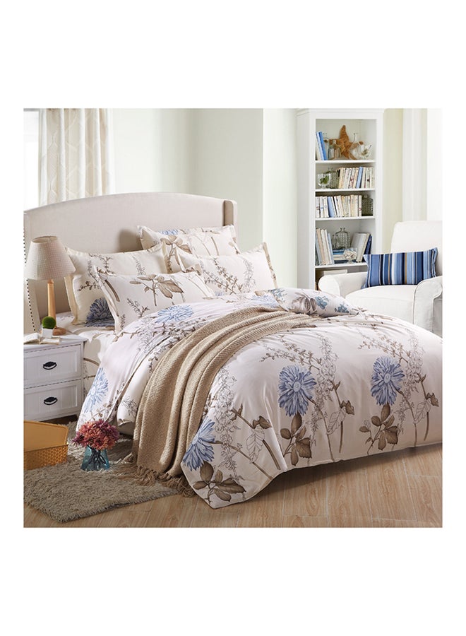 4-Piece Floral Design Bedding Set Cotton Multicolour Queen