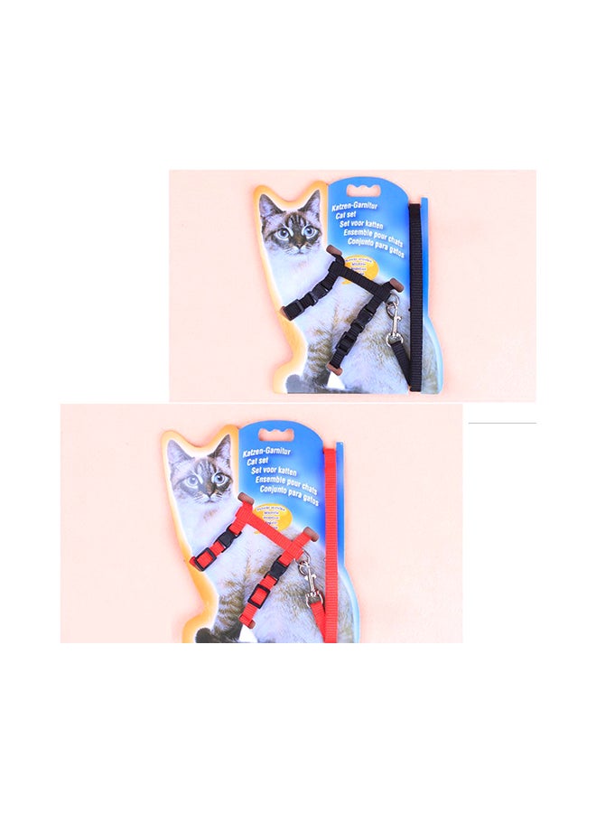 Adjustable Pet Cat Nylon Collar Lead Leash Pet Harness Belt Black 10x2x8centimeter