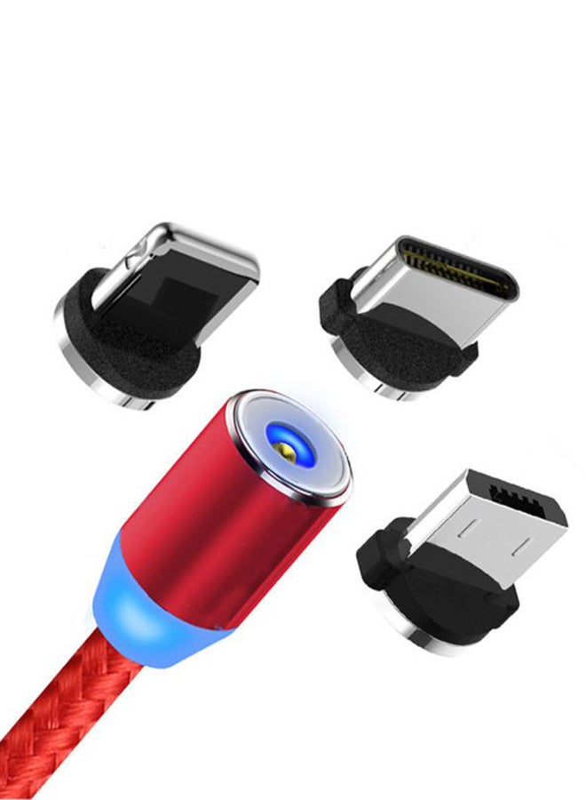 3-In-1 Magnetic Circular Data Sync And Charging Cable Red/Blue