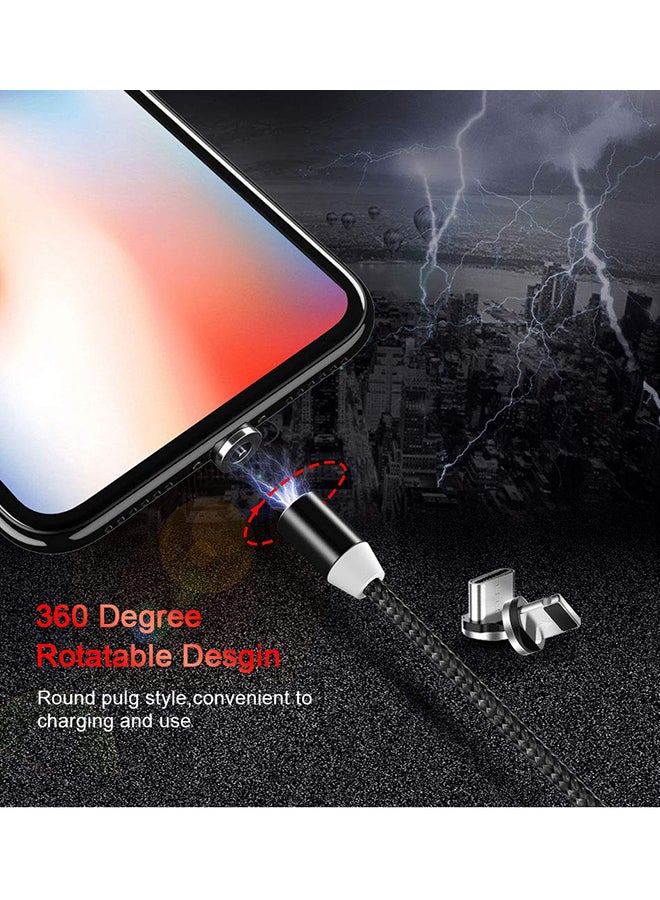 3-In-1 Magnetic Circular Data Sync And Charging Cable Black