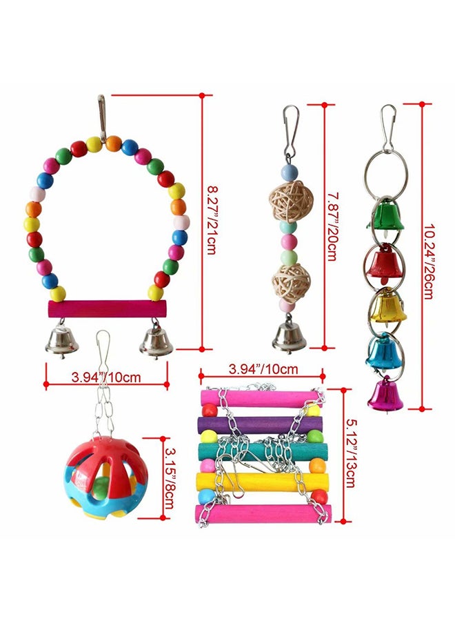 5 Piece Bird Parrot Toys Hanging Bell Set Multicolour 300grams