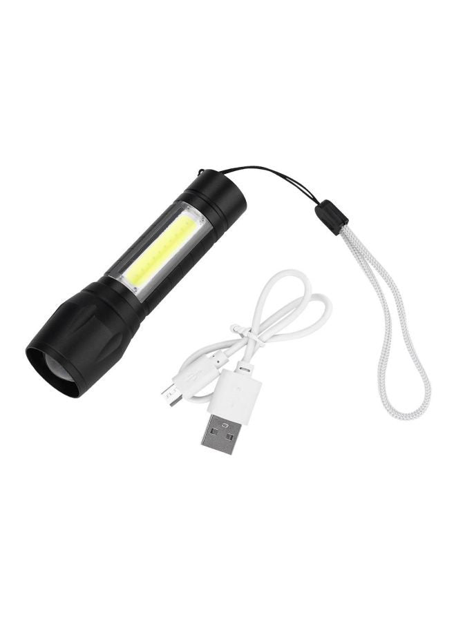 USB LED Rechargeable Torch Black 9.5x2.5centimeter