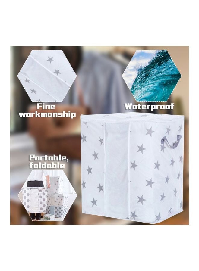 Foldable Closet Storage Bag White/Gray 26x23x2centimeter