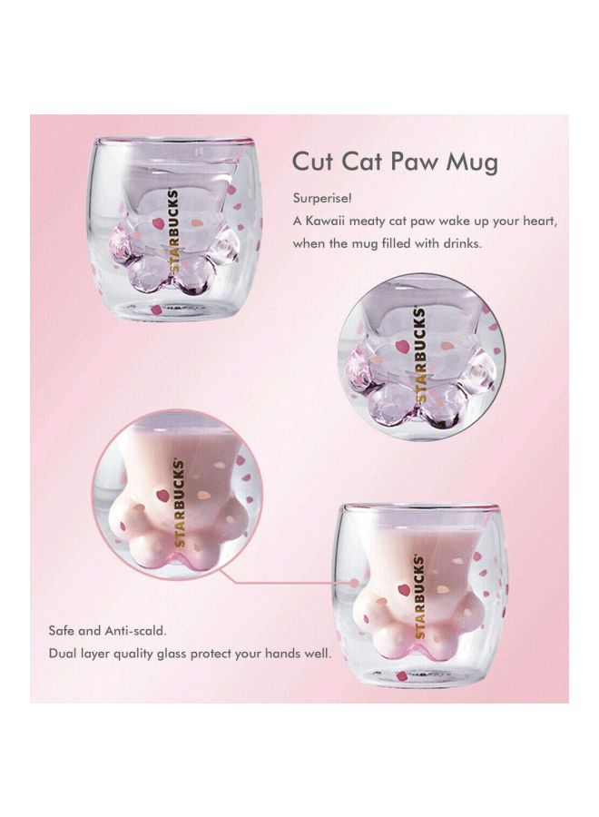 Cat Paw Coffee Mug Clear/Pink