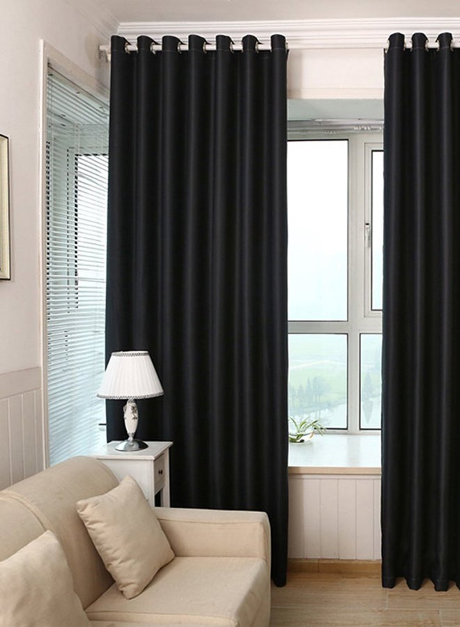 European Solid Thick Shade Cloth Curtain Black 100x250centimeter