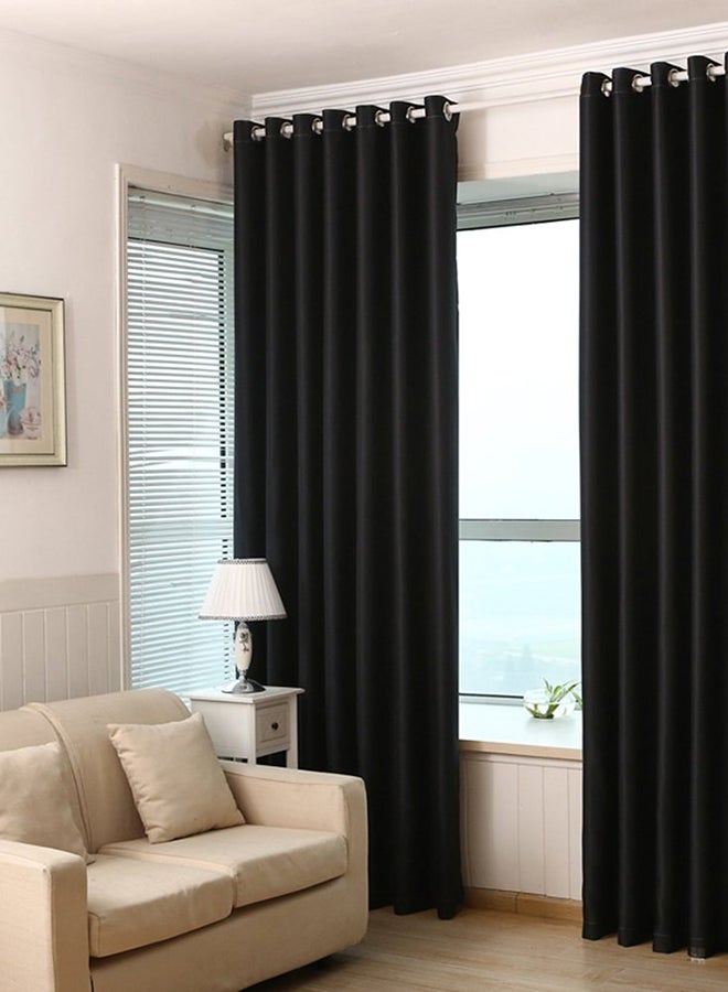 European Solid Thick Shade Cloth Curtain Black 100x250centimeter
