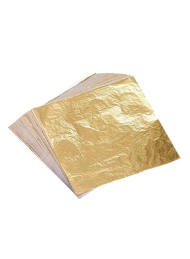 100 Sheets Imitation Gold Foil Paper Decorative Papers Golden 14x14centimeter