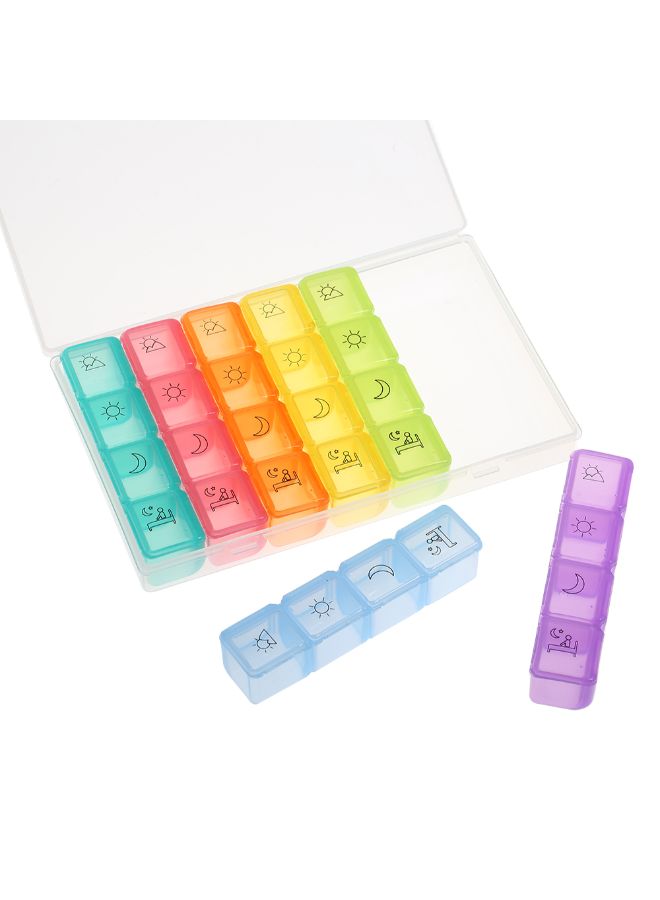 28-Slot Weekly Pill Organizer Multicolour 17.5X2.5X10.8kg