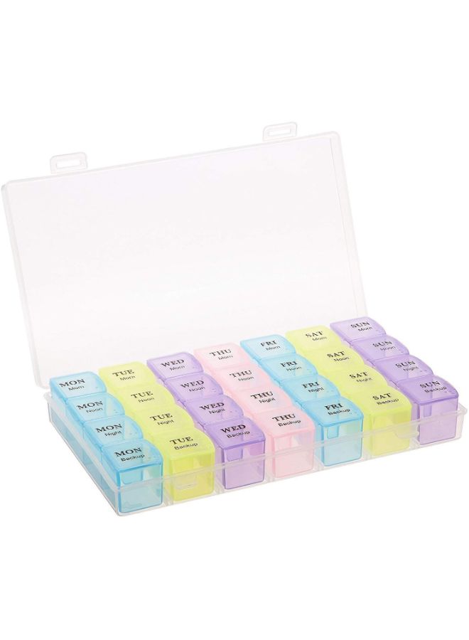 28-Slot Weekly Pill Organizer Multicolour 17.5X2.5X10.8kg