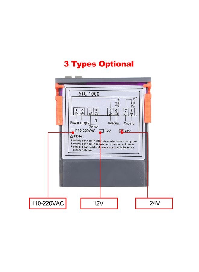 A-400P Digital Microcomputer Temperature Controller Grey/Black/Red 75x34.5x85mm