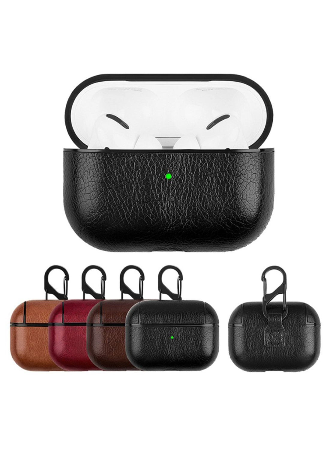 Protective Charging Box Case Cover With Carabiner For Apple AirPods Pro Black