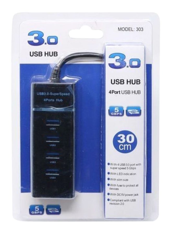 4-Port USB 3.0 Super Speed Hub Black