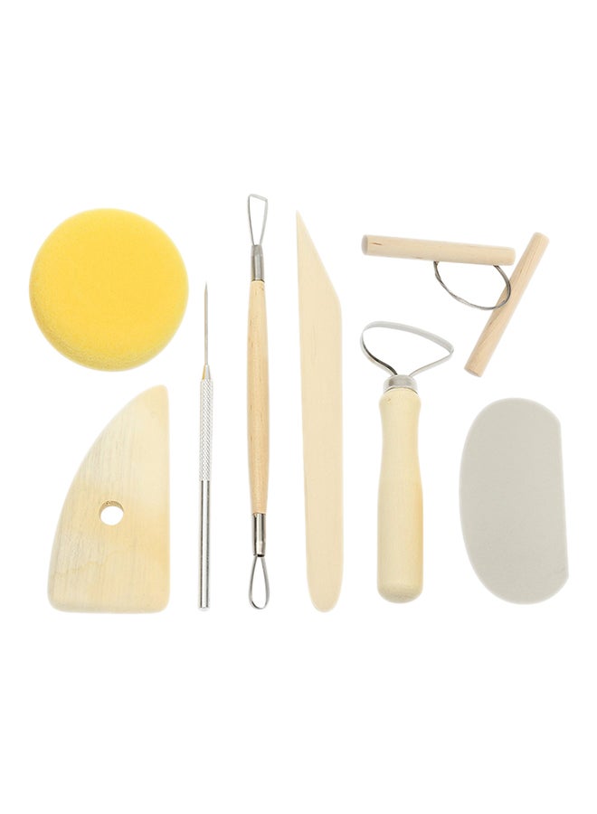8-Piece Carving Craft Pottery Tool Set Beige/Yellow/Silver