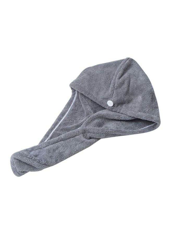 Buttoned Hair Towel Wrap Grey 16x3x12cm