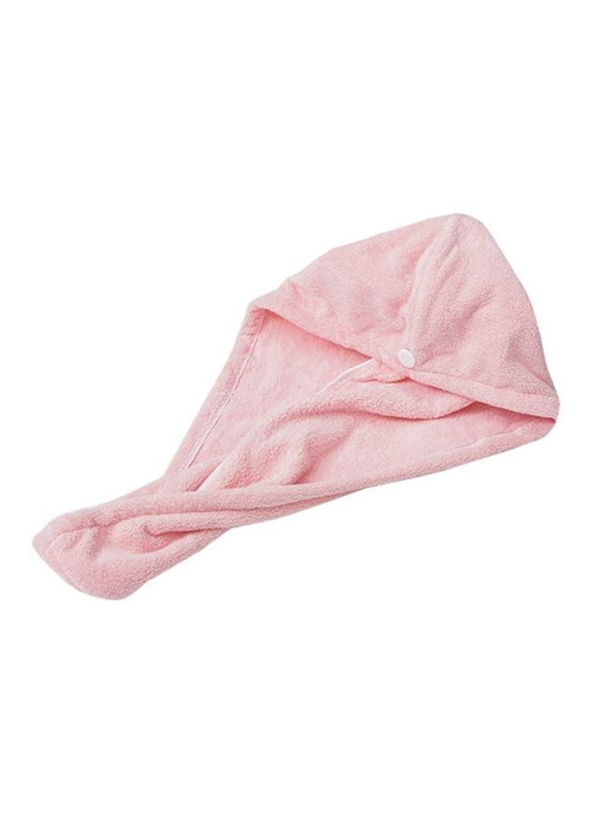 Buttoned Hair Towel Wrap Pink 16x3x12cm