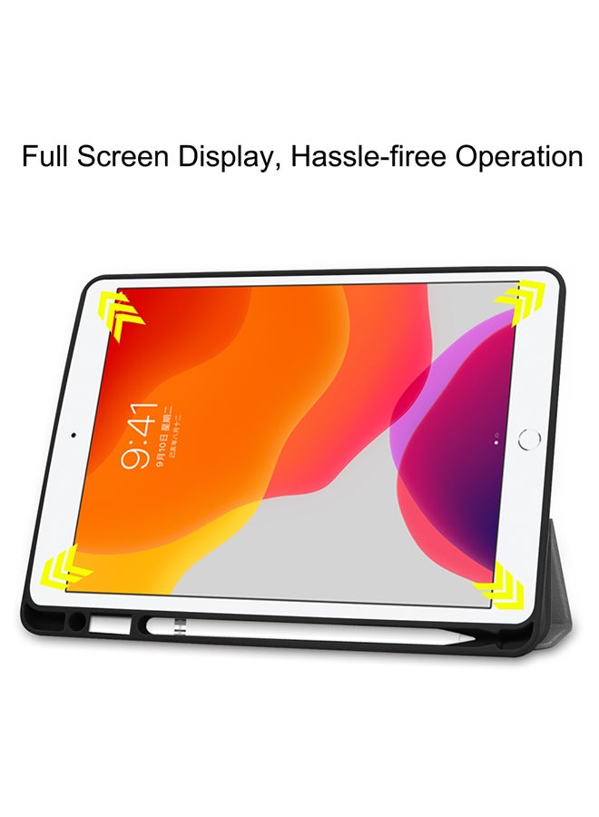 Custer Texture Horizontal Flip Smart TPU Leather Case With Sleep/Wake-up Function/Three-folding Holder And Pen Slot For Apple iPad 10.2 Grey