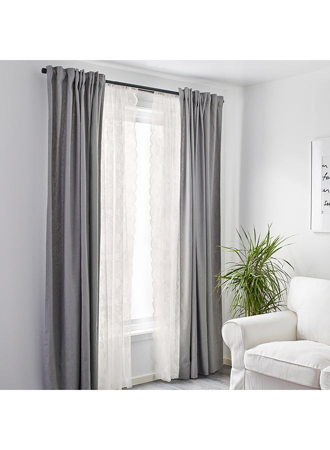 2-Piece Window Curtain Set White 145x300centimeter