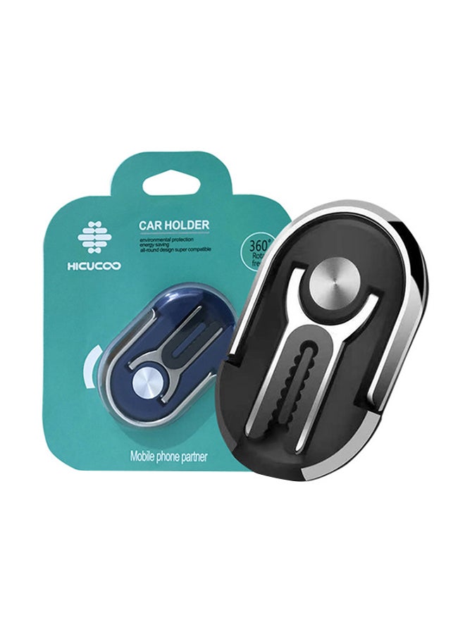 Multipurpose 360 Degree Car Air Vent Grip Mount Stand Rotation Magnetic Finger Ring Phone Holder Bracket Black & Silver