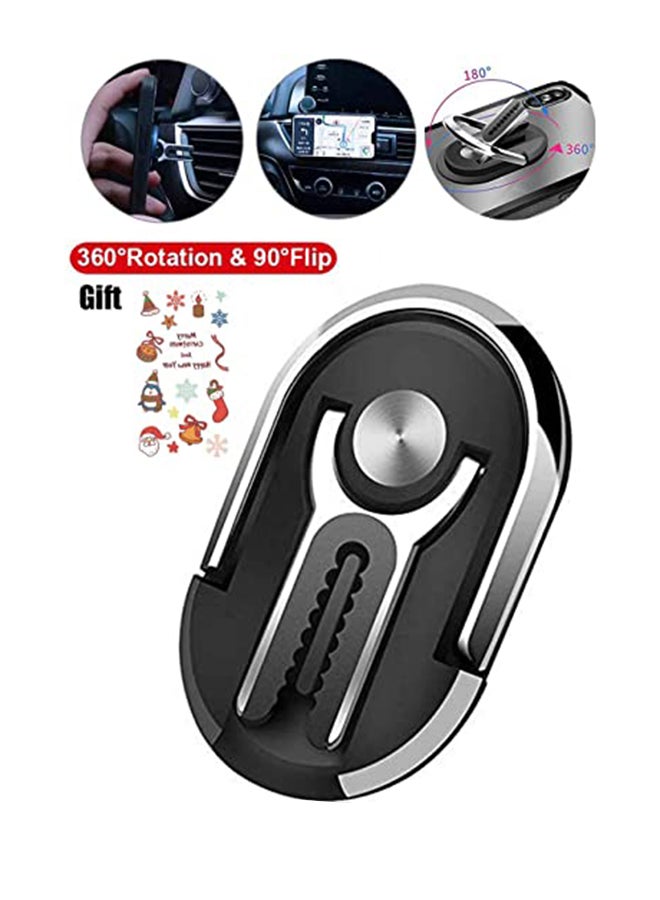 Multipurpose 360 Degree Car Air Vent Grip Mount Stand Rotation Magnetic Finger Ring Phone Holder Bracket Black & Silver