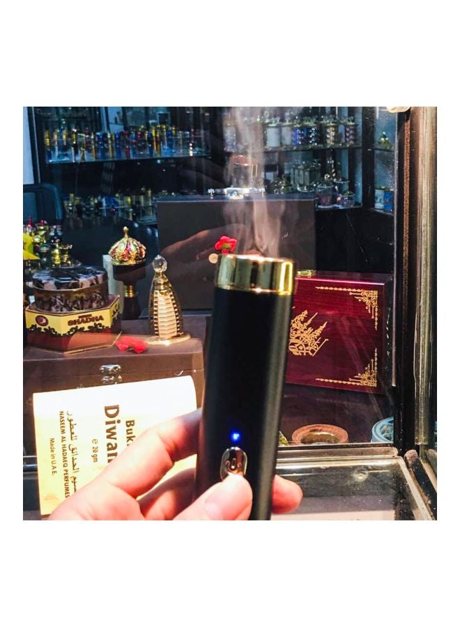 Portable Bakhoor Incense Burner With USB Charging Black/Gold 3.5x3.5x14centimeter
