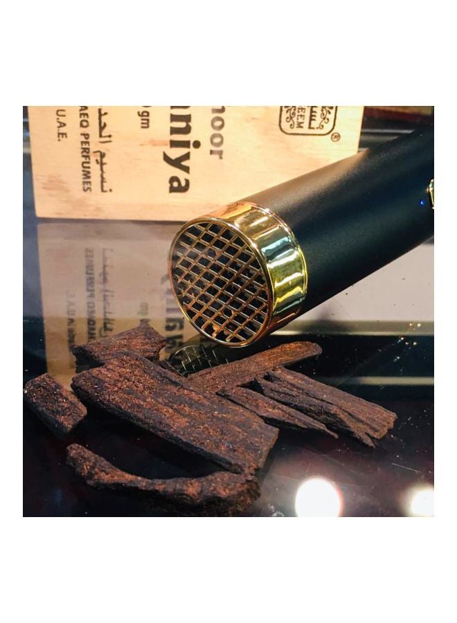 Portable Bakhoor Incense Burner With USB Charging Black/Gold 3.5x3.5x14centimeter