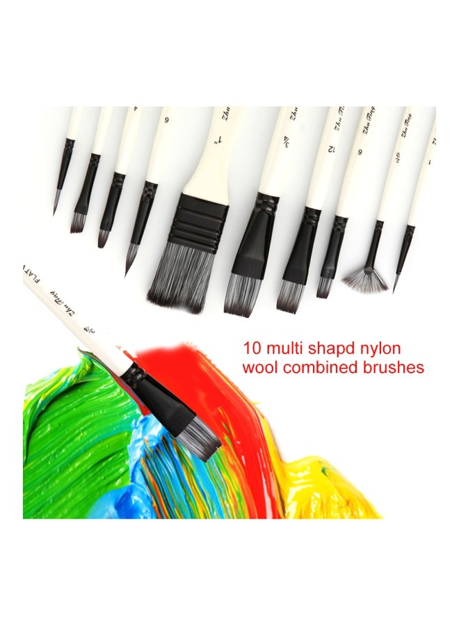10-Piece Paint Brushes Set White/Black