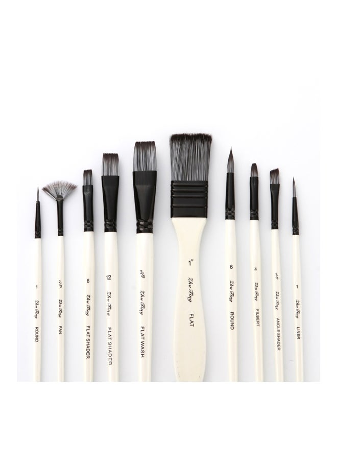 10-Piece Paint Brushes Set White/Black