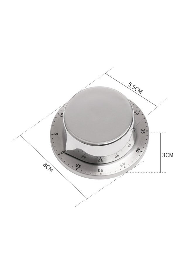 60 Minutes Mechanical Magnetic Timer Silver 8.5 x 4.5 x 8.5centimeter