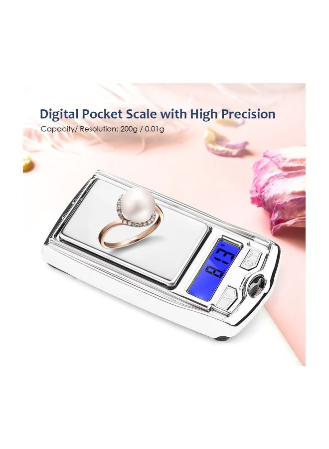 High Precision Portable Electronic Pocket Scale Silver 6.8X3.2X1.8centimeter