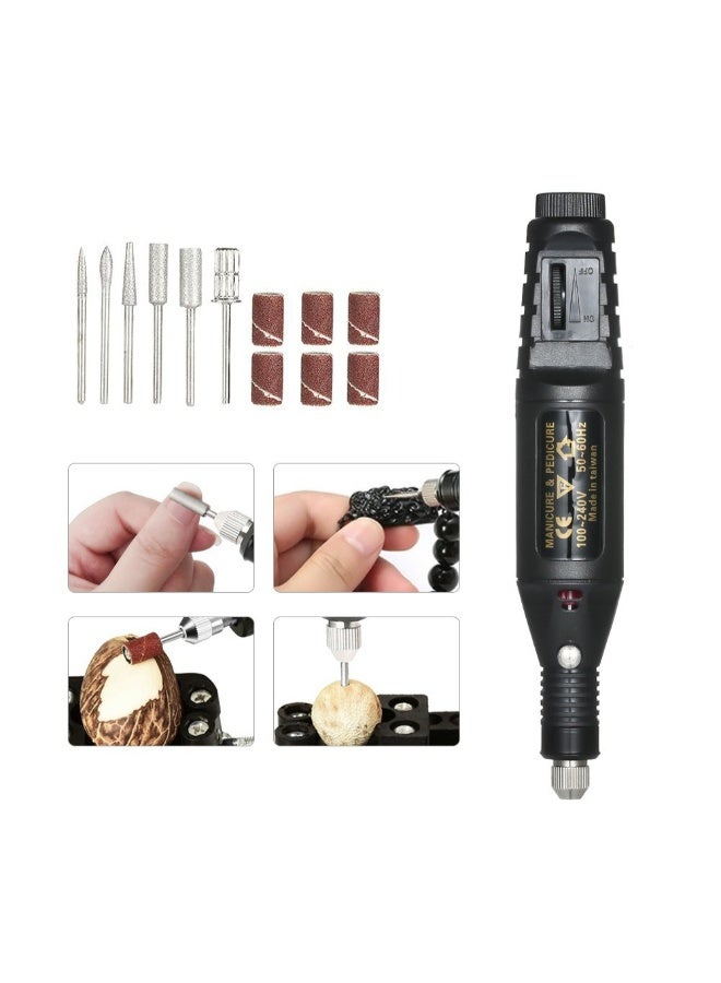 14-Piece Mini Electric Grinder Drill Tool Black/White