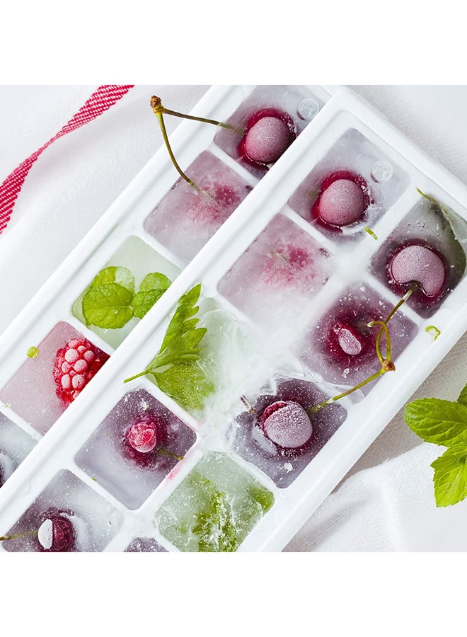 4-Piece Multi Grids Ice Cube Tray With Lid Clear/Green 25x9.5x8.5centimeter