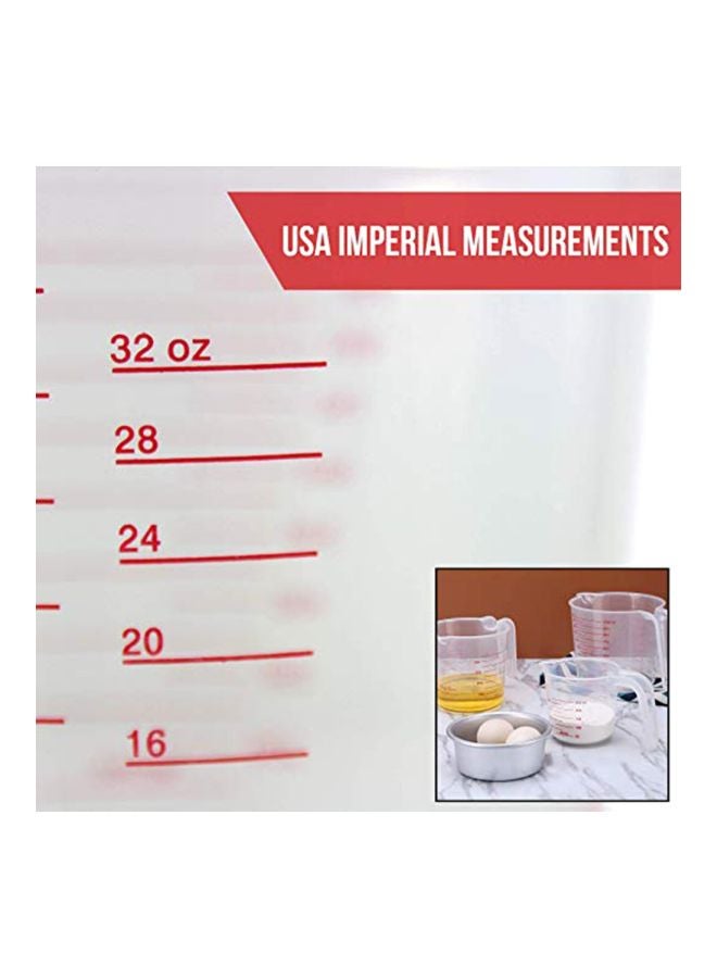 3-Piece Plastic Measuring Cup Clear 250, 500, 1000millimeter