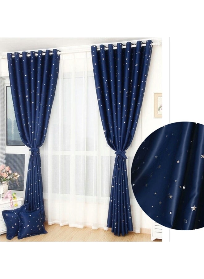 Printed Blackout Window Curtains Navy Blue 98x40inch