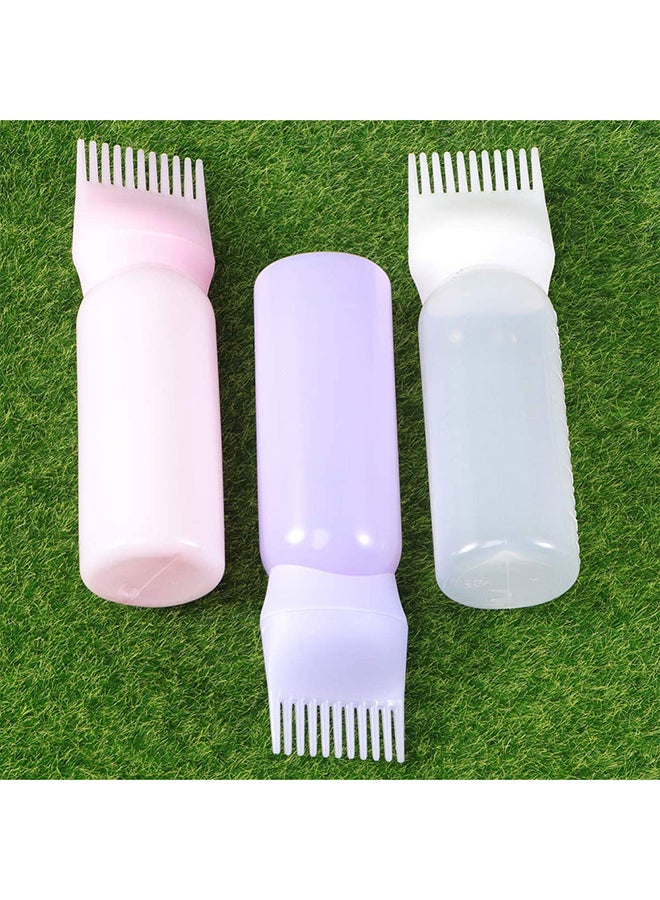 3 Piece Hair Dye Applicator Bottle With Brush White/Purple/Pink 17x4.5cm
