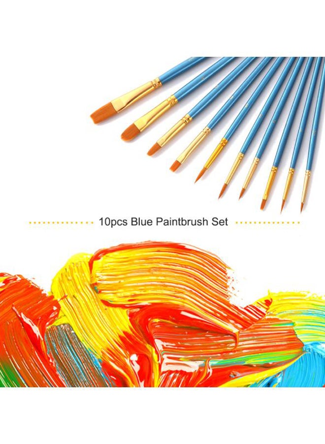 10-Piece Watercolour Paint Brush Set Blue/Gold/Orange