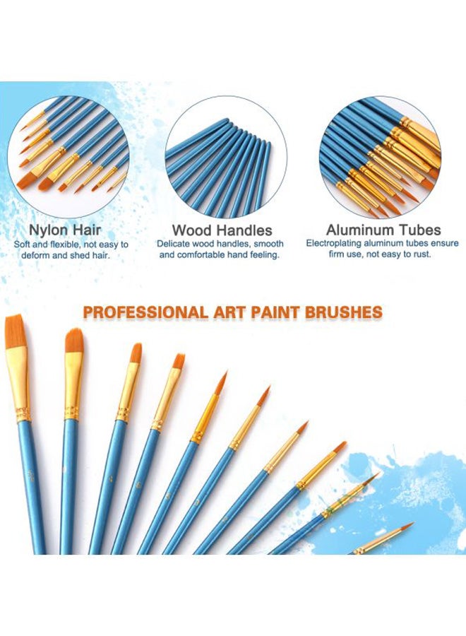 10-Piece Watercolour Paint Brush Set Blue/Gold/Orange