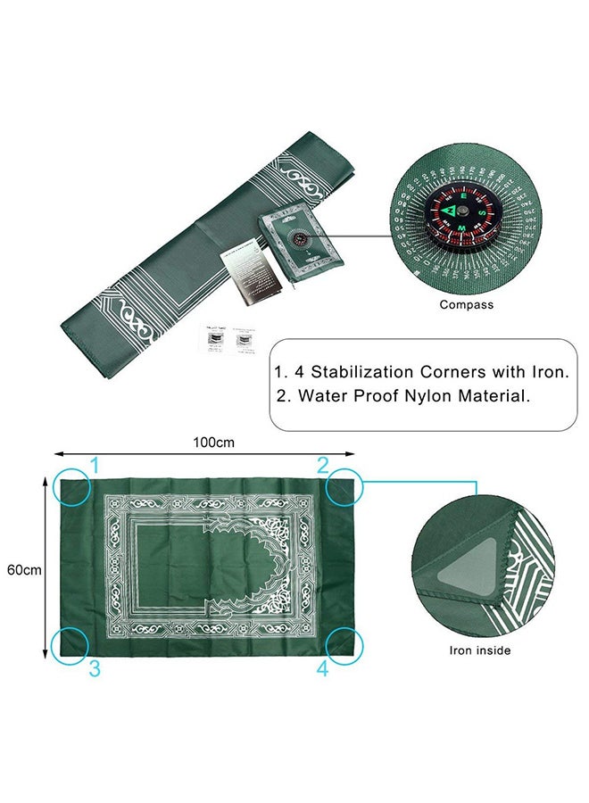 Portable Waterproof Muslim Travel Pocket Prayer Mat With Compass Black/White 100x60cm