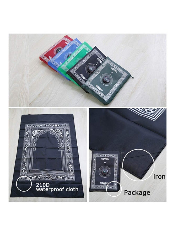 Portable Waterproof Muslim Travel Pocket Prayer Mat With Compass Black/White 100x60cm