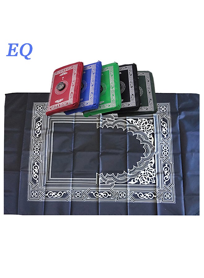 Portable Waterproof Muslim Travel Pocket Prayer Mat With Compass Black/White 100x60cm