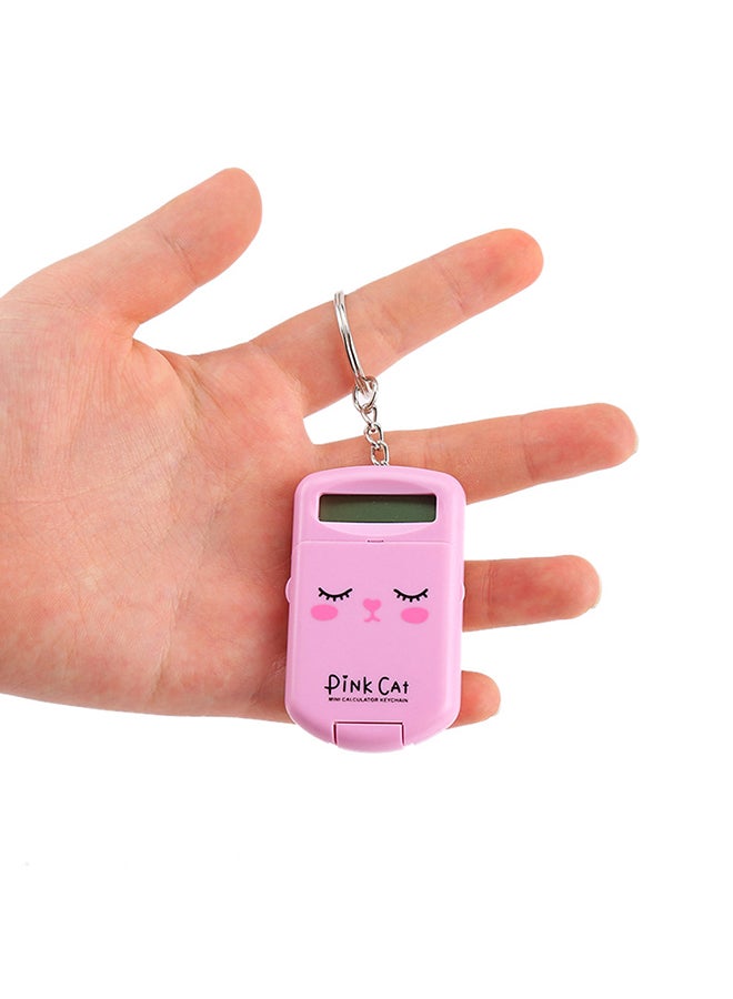Cute Cartoon Calculator With Keychain Pink