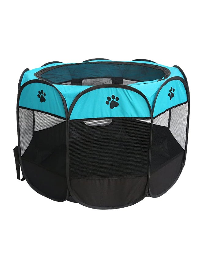 Portable Cat House Folding Pet Dog Tent Puppy Playpen Fabric Pet Rabbit Fence Blue/Black 28.4inch