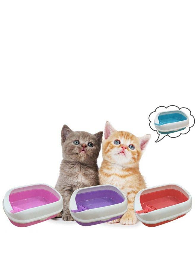 Portable Clean Cat Litter Box Blue 41x31x14cm