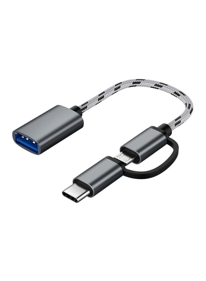 2-In-1 OTG Type-C Micro USB Cable Grey