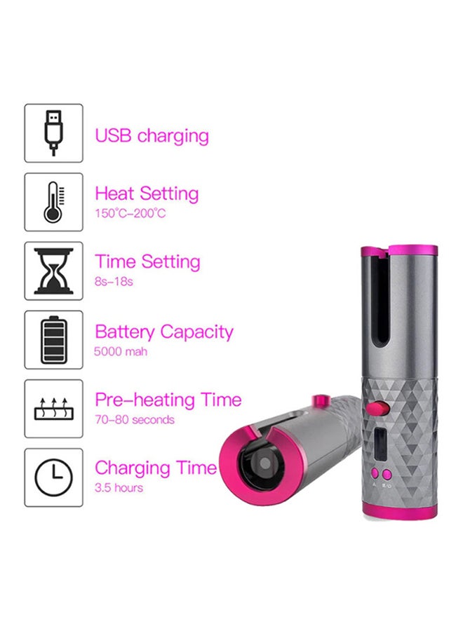 Rechargeable Automatic Hair Curler Grey/Pink