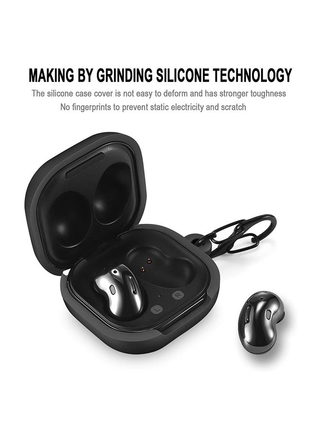 Shockproof Protective Case Cover With Carabiner For Samsung Galaxy Buds Live Black