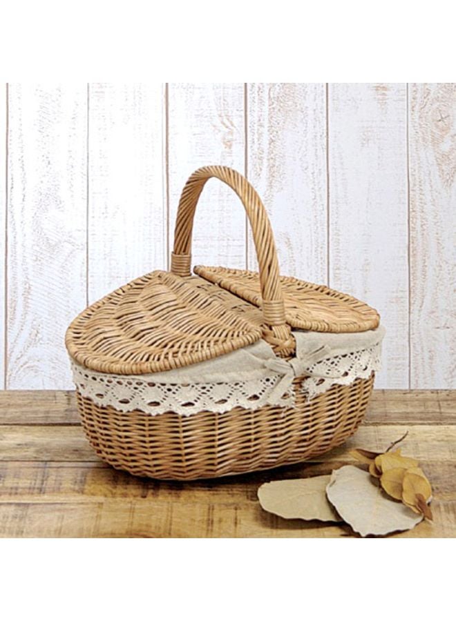 Woven Vintage Picnic Basket With Lid
